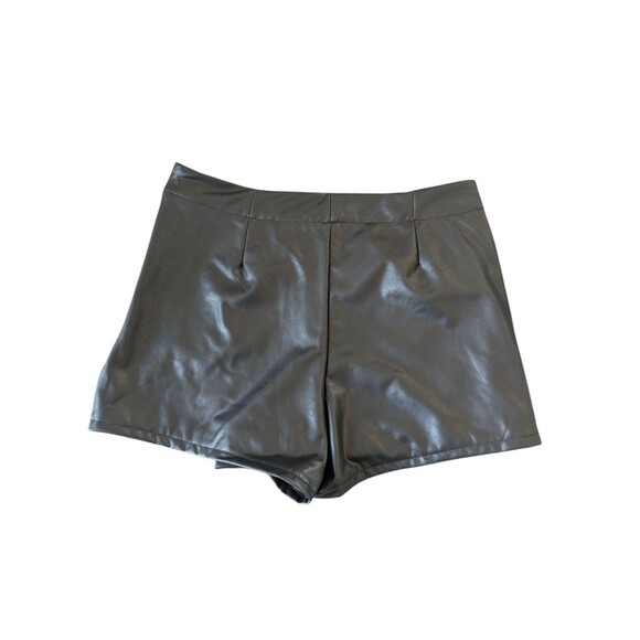 Rewash Juniors' Faux Leather Mini Skort Black   M - Picture 3 of 3
